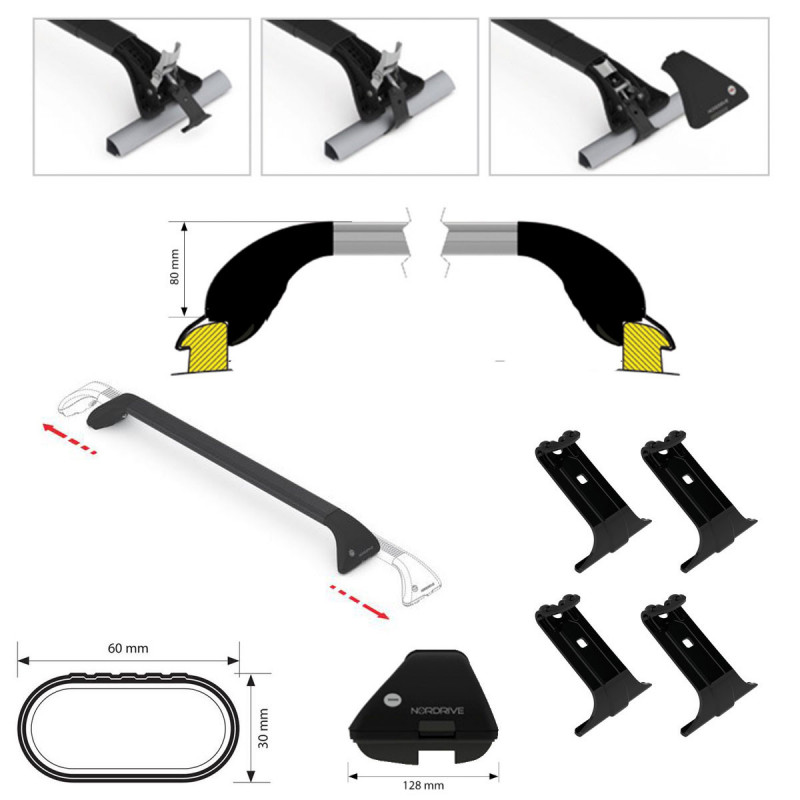 Coffre de toit VDPCA320 320 litres aspect carbone + barres de toit en  aluminium compatible avec Citroën C4 Grand Picasso UA 06-13 Serrure