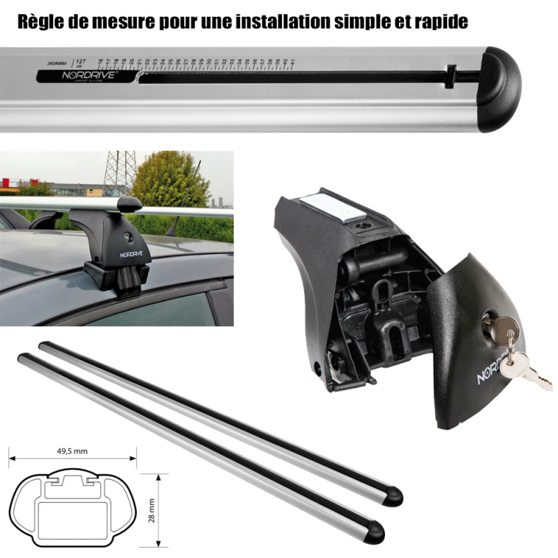 Pack barres et coffre de toit MBO Tema acier + Wabb S pour Toyota Yaris II  5 portes - 3664956999886 - Cdiscount Auto