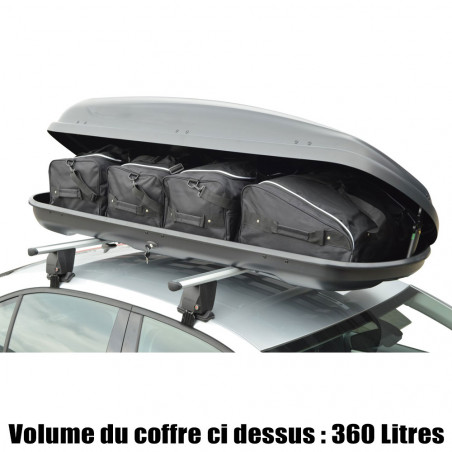 Coffre de toit CRUB 430 Litres Noir - barres de toit - sacs de coffre Fiat Tipo 5 portes A partir de 2016